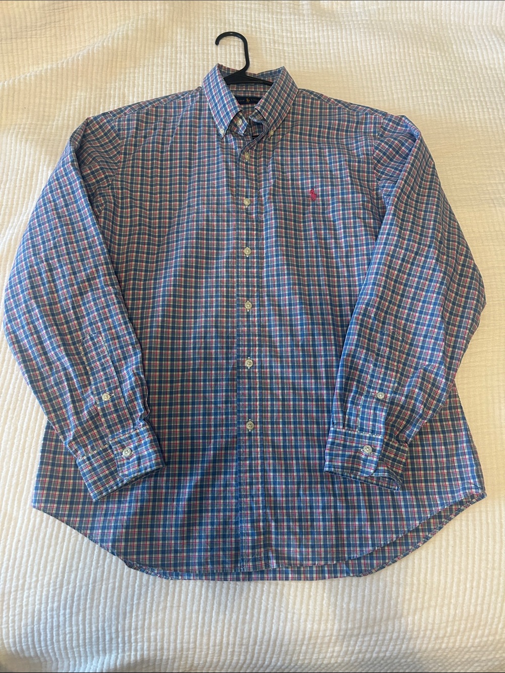 Polo by Ralph Lauren Blue and Pink Plaid Button-Down Shirt
